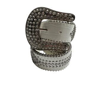 Archbelt White Rhinestone Studded Western Belt Women’s Size 36 Cowgirl Cowboy